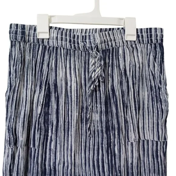 Free People Pants Striped Lightweight Drawstring Blue & White Size S Womens - Picture 4 of 13